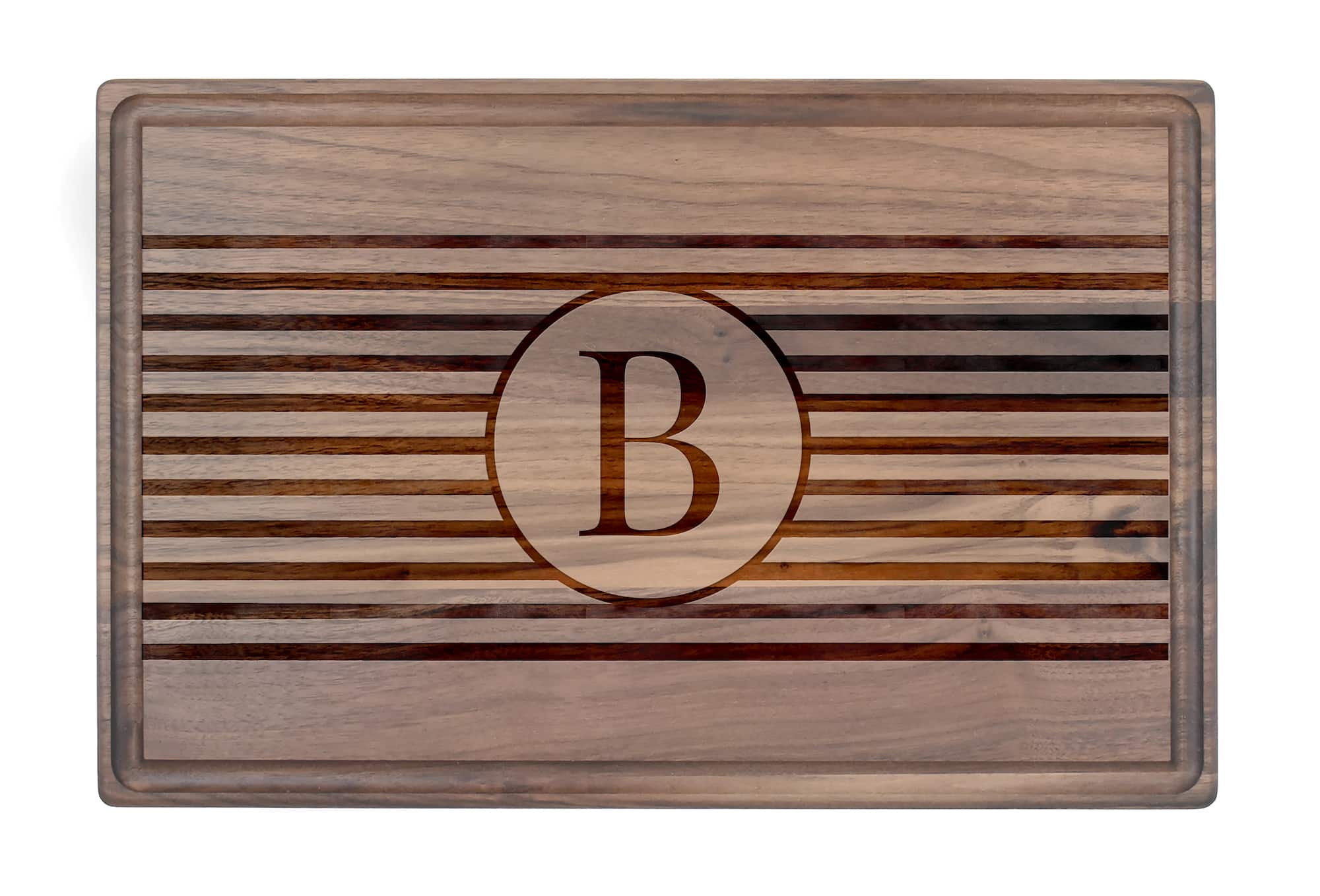 Stripe Monogram Walnut Cutting Board
